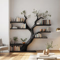 Rustic Tree Bookshelf, Free Standing Solid Wood Bookcase Storage Stand, Decorative Bedroom & Living Room Organizer