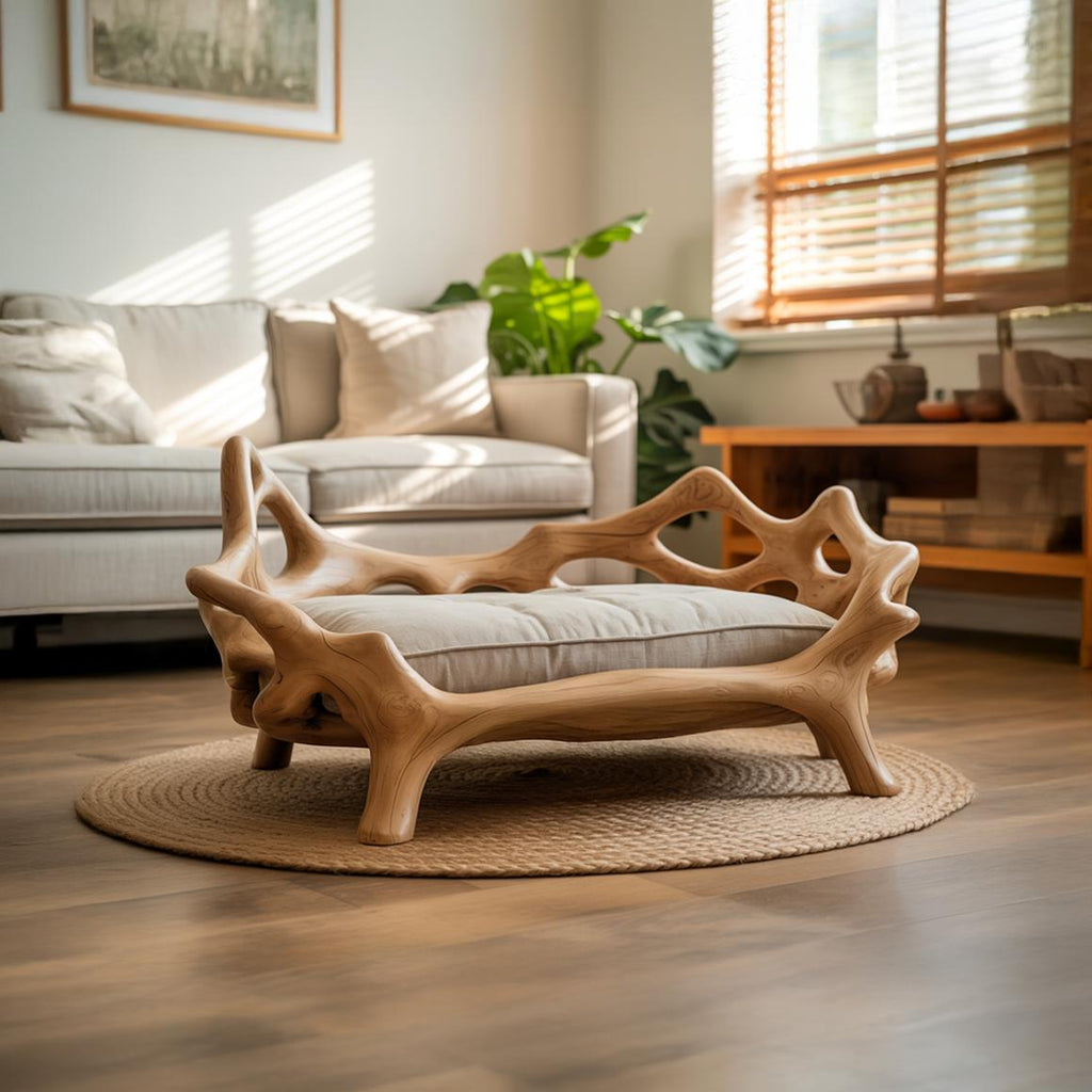 Rustic Sculptural Decorative Pet Bed For Living Room And Interior Space