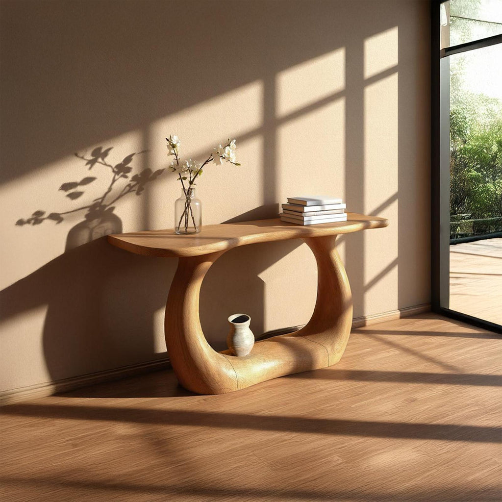 Rustic Tree Inspired Wood Console Table, Hallway & Entryway Accent Table, Solid Wood Sofa Table, Model