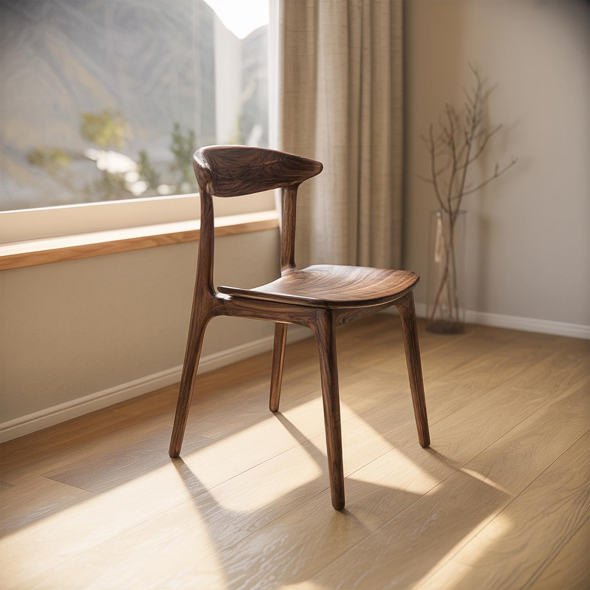 Organic Modern Sculptural Wooden Chair Dining Room Or Kitchen SINLSAWC032