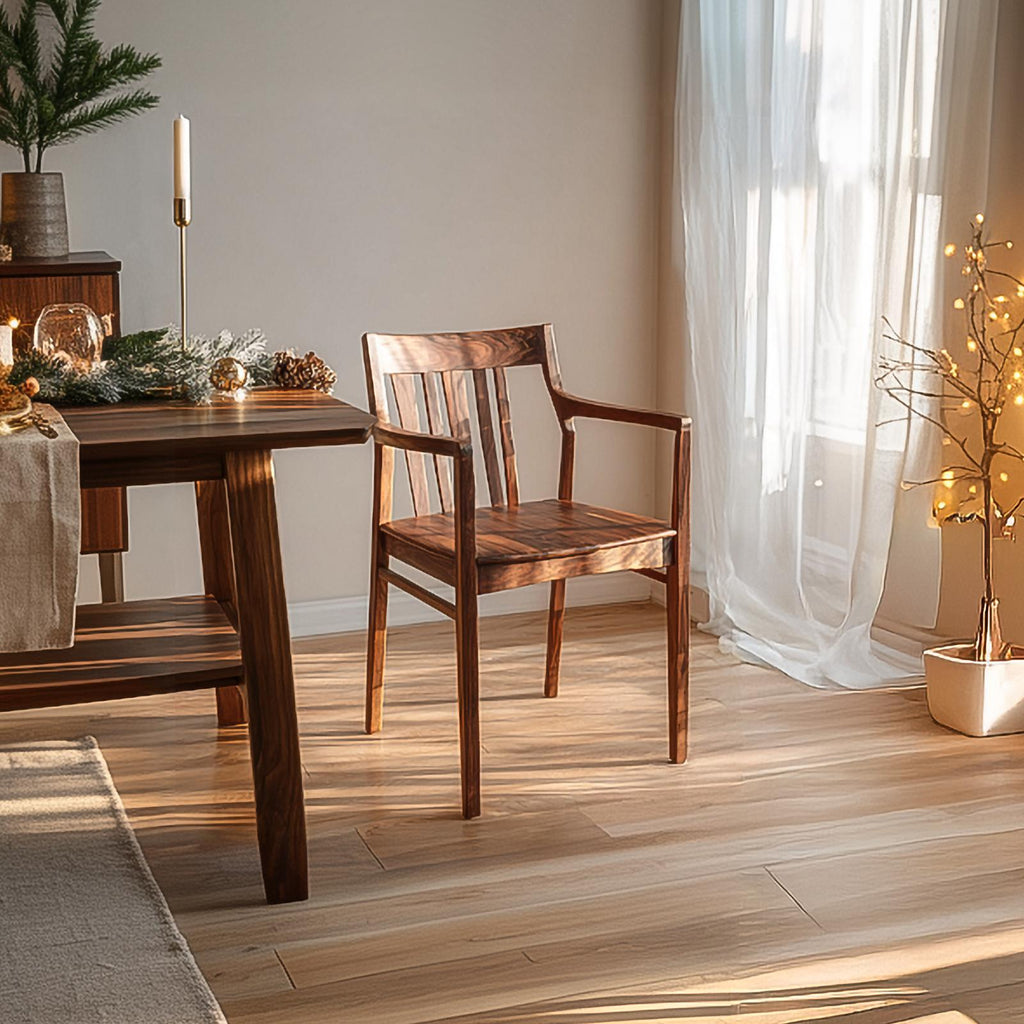 Spry Interior Mid Century Modern Wooden Dining Chair, Elegant Solid Wood Accent Armless Side Chair for Dining Room, Model SINLSAWC037