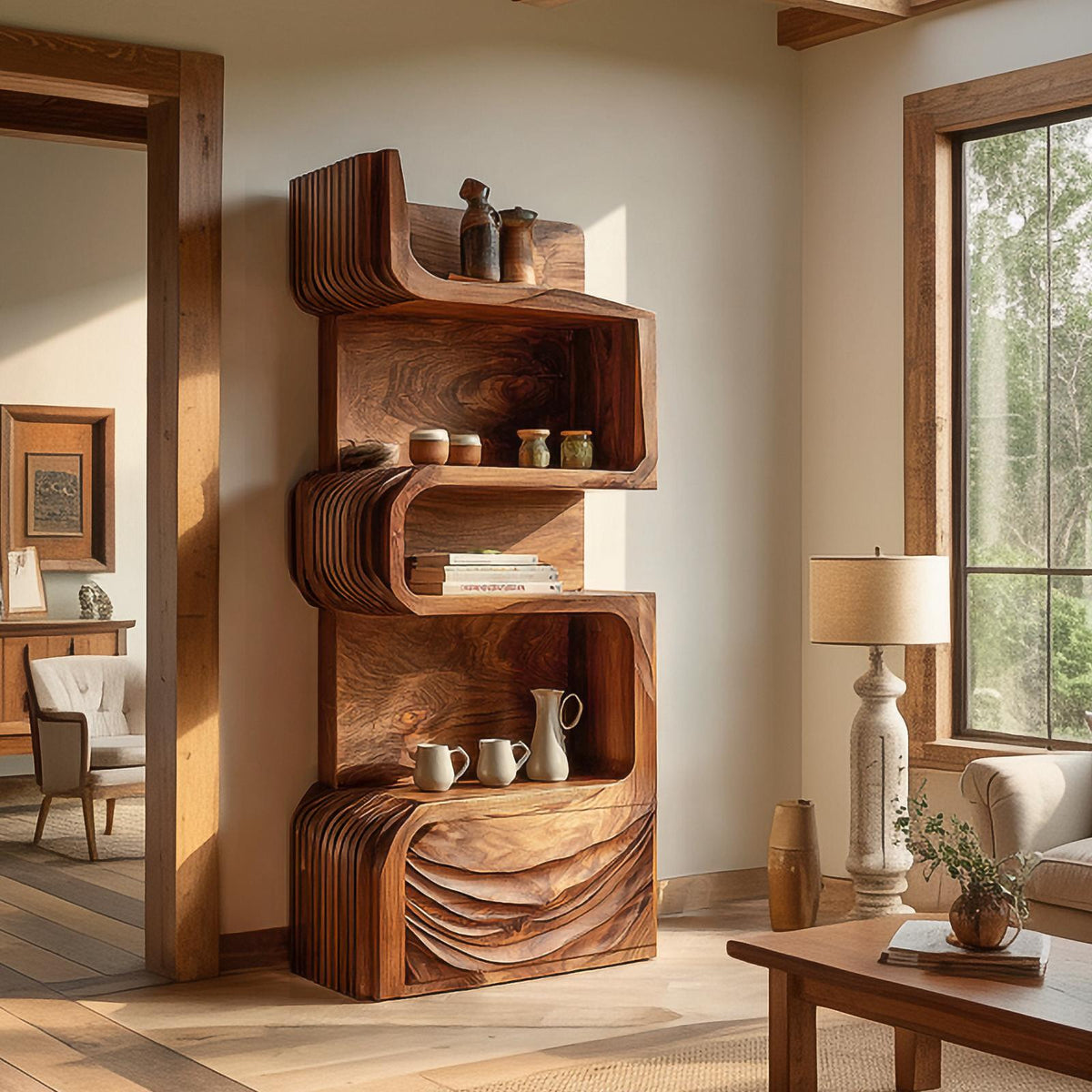 Organic Modern Accent Storage Cabinet Shelves For Living Room SINLSASC443