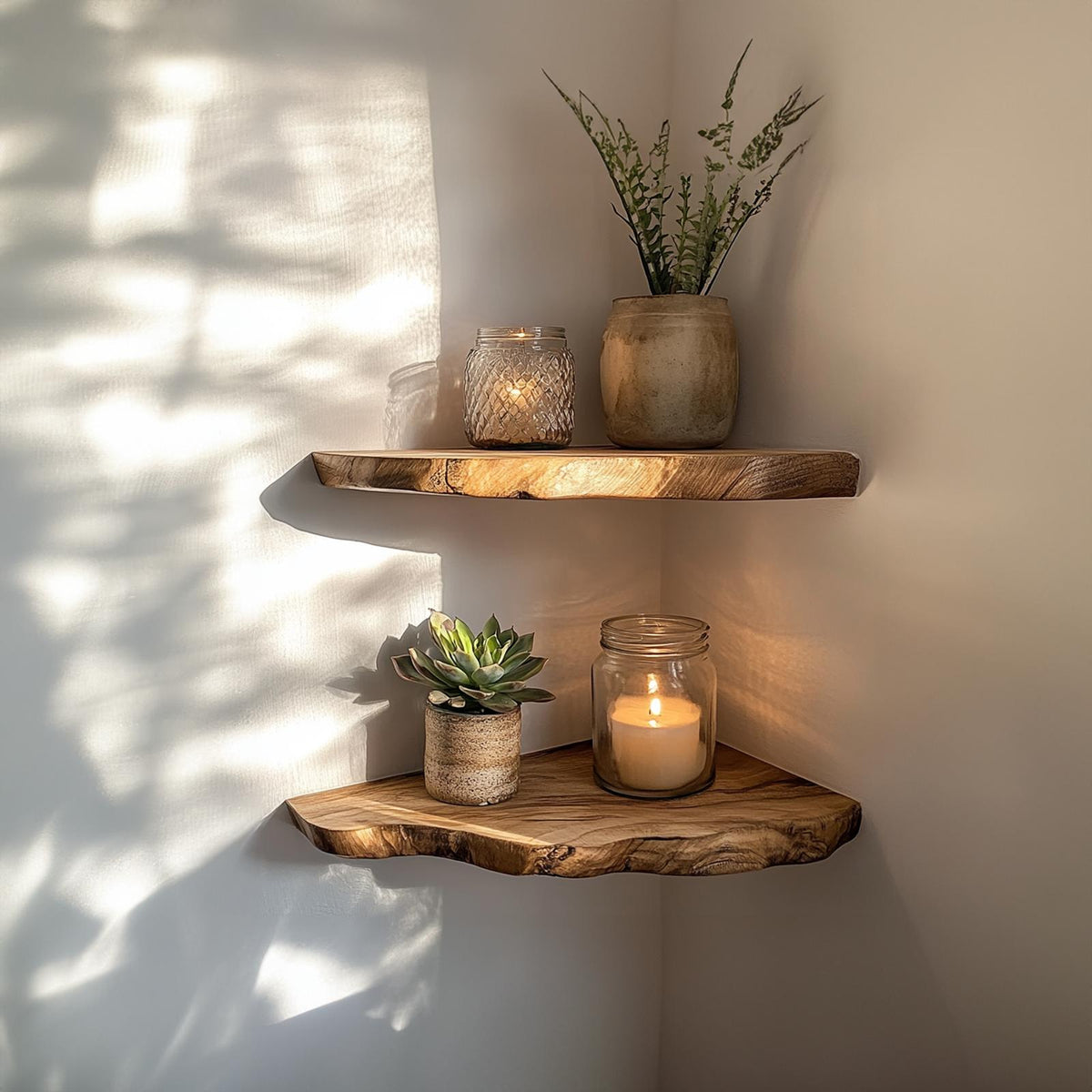 Wood Corner Floating Shelf Home Decor
