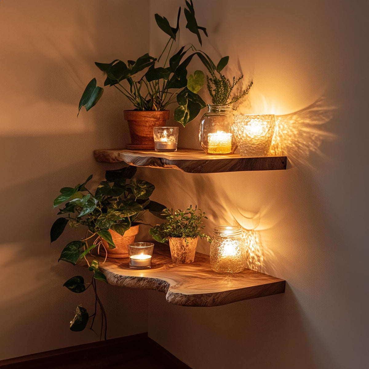 Handmade Rustic Wooden Floating Shelf