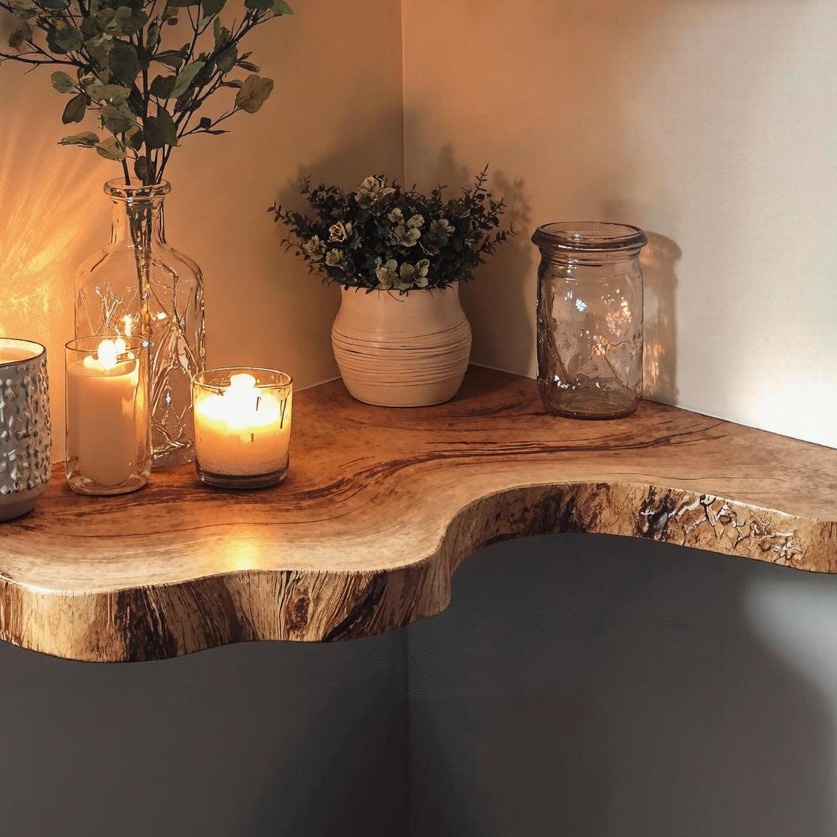 Wooden Floating Shelf Wall Christmas Decor
