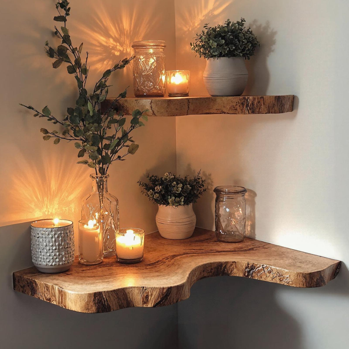 Wooden Floating Shelf Wall Christmas Decor
