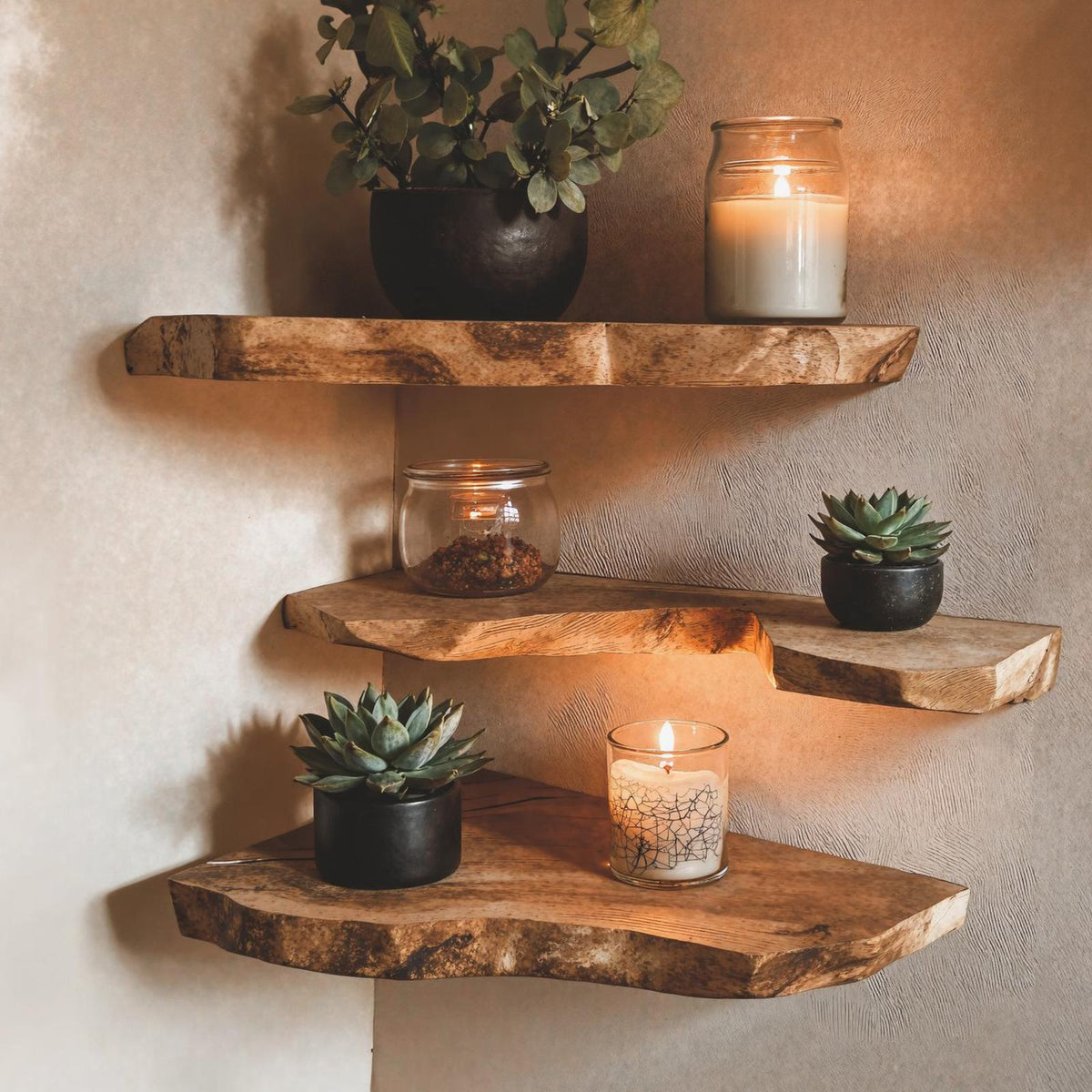 Live Edge Corner Bookshelf Decorations Wall
