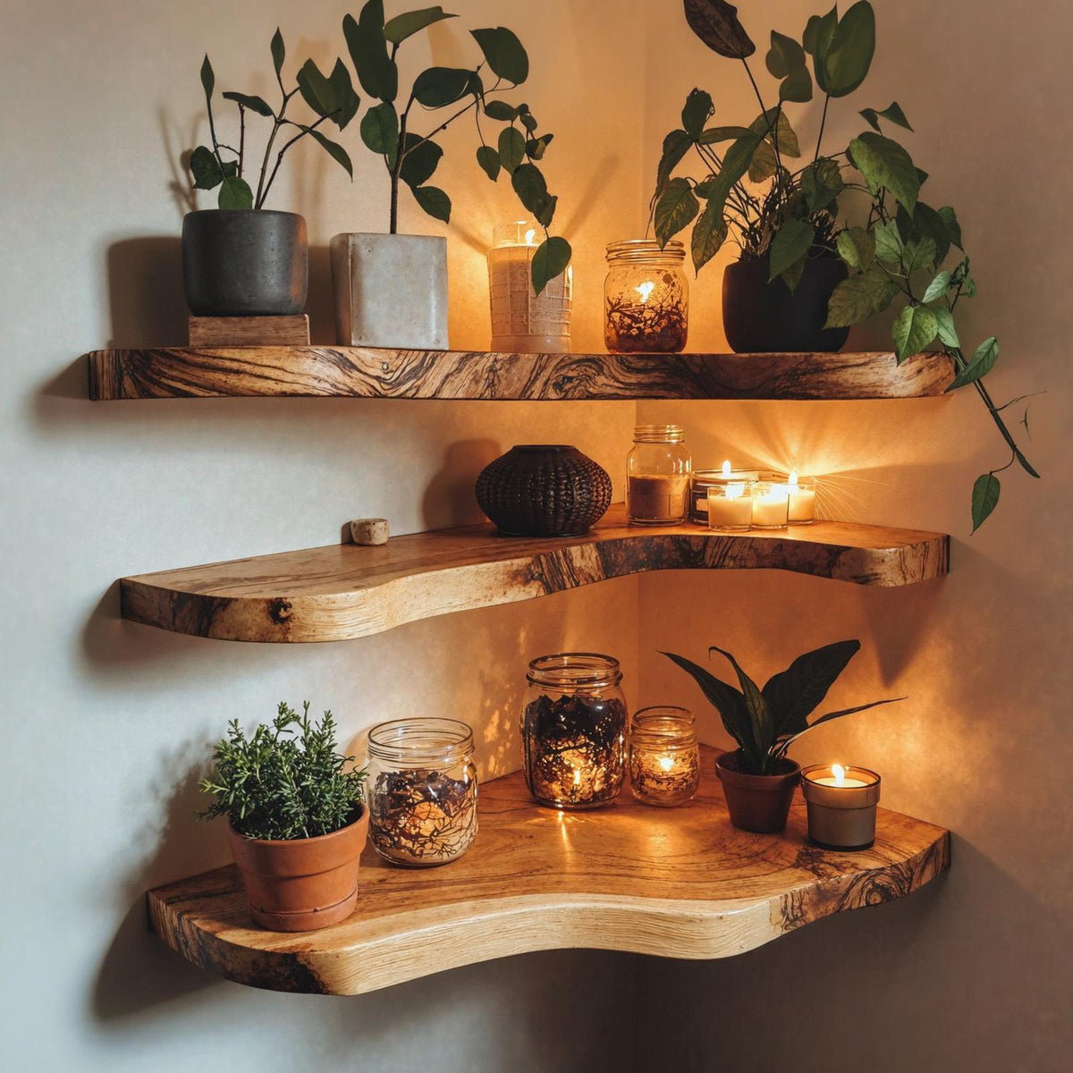 Live Edge Walnut Floating Shelves