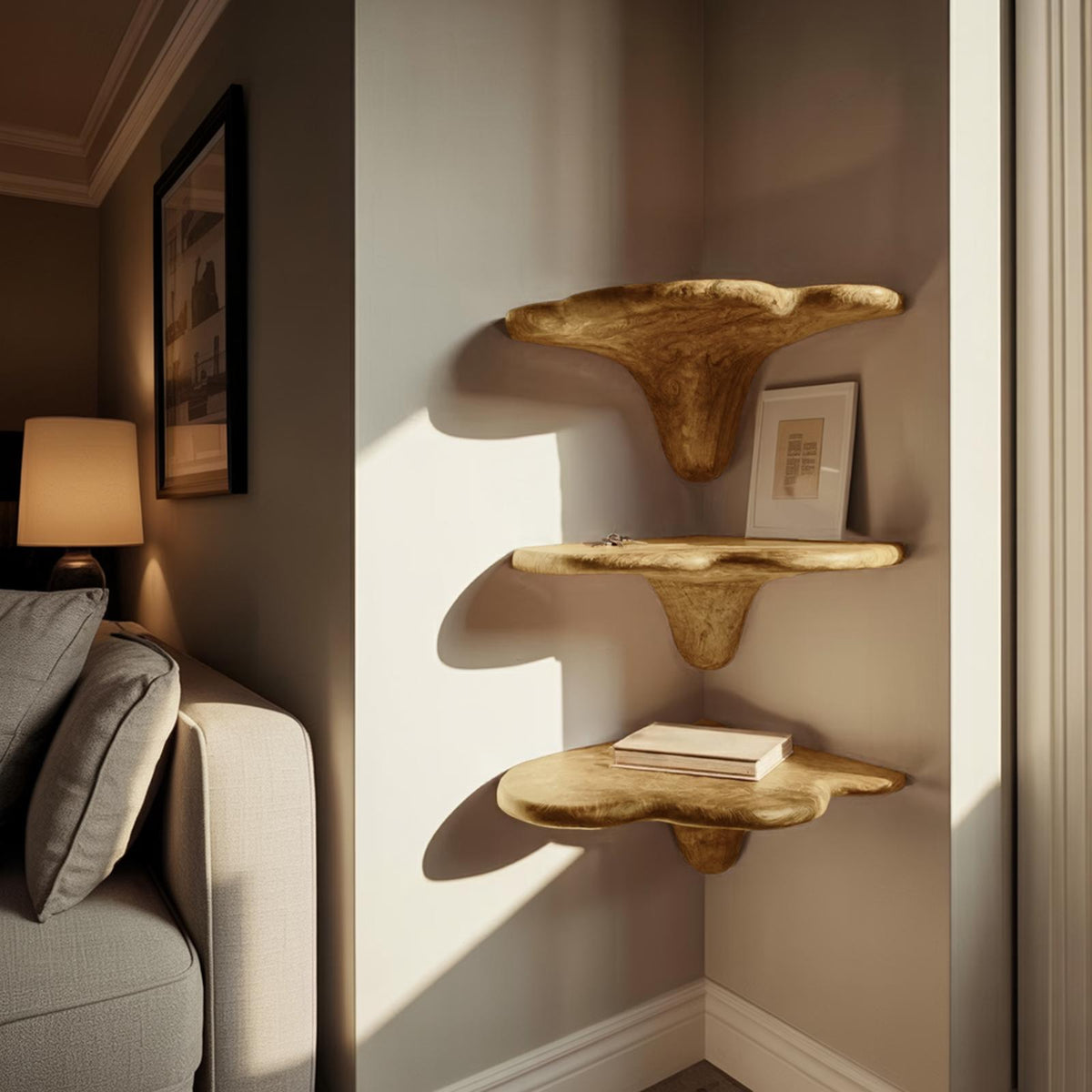 Farmhouse Solid Wood Mushroom Shelf For Living Room Furniture Design