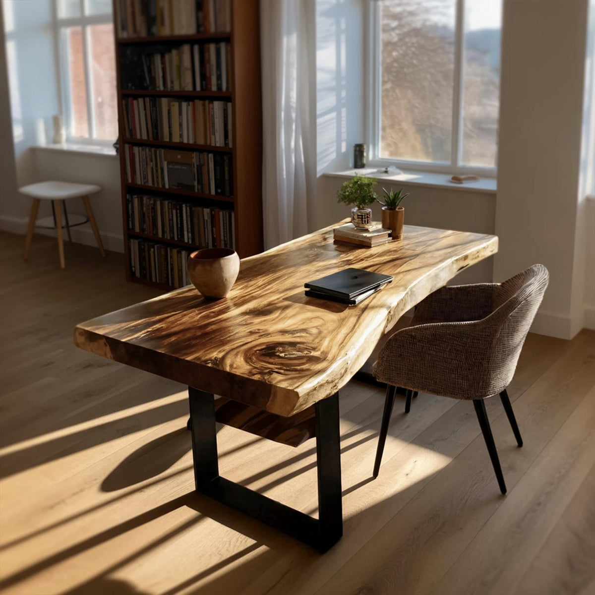 Handcrafted Solid Wood Tabletop Replacement, Rustic Live Edge Thick Wooden Slab Board for Custom Desk & Coffee Table