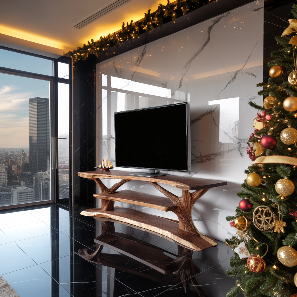 Modern Solid Wood TV Console, Contemporary Media Center & Entertainment Stand for Living Room Furniture