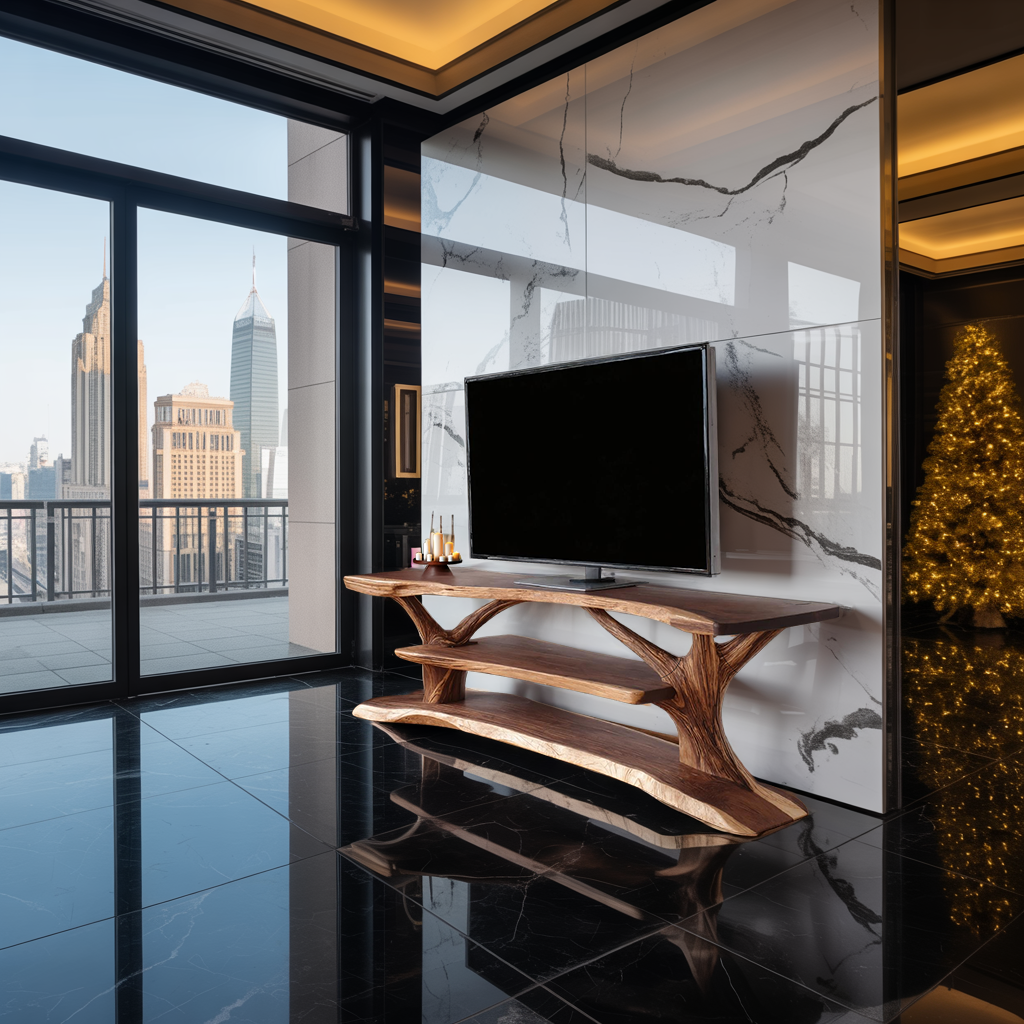 Modern Solid Wood TV Console, Contemporary Media Center & Entertainment Stand for Living Room Furniture