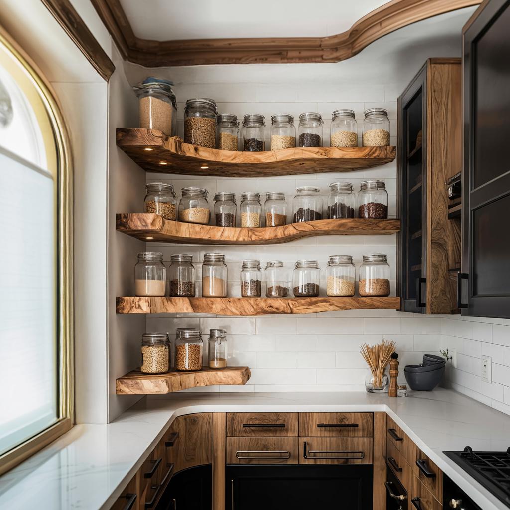 Rustic Handmade Wooden Spice Rack, Wall Mounted Kitchen Storage Cabinet & Organizer Shelf for Pantries & Jars