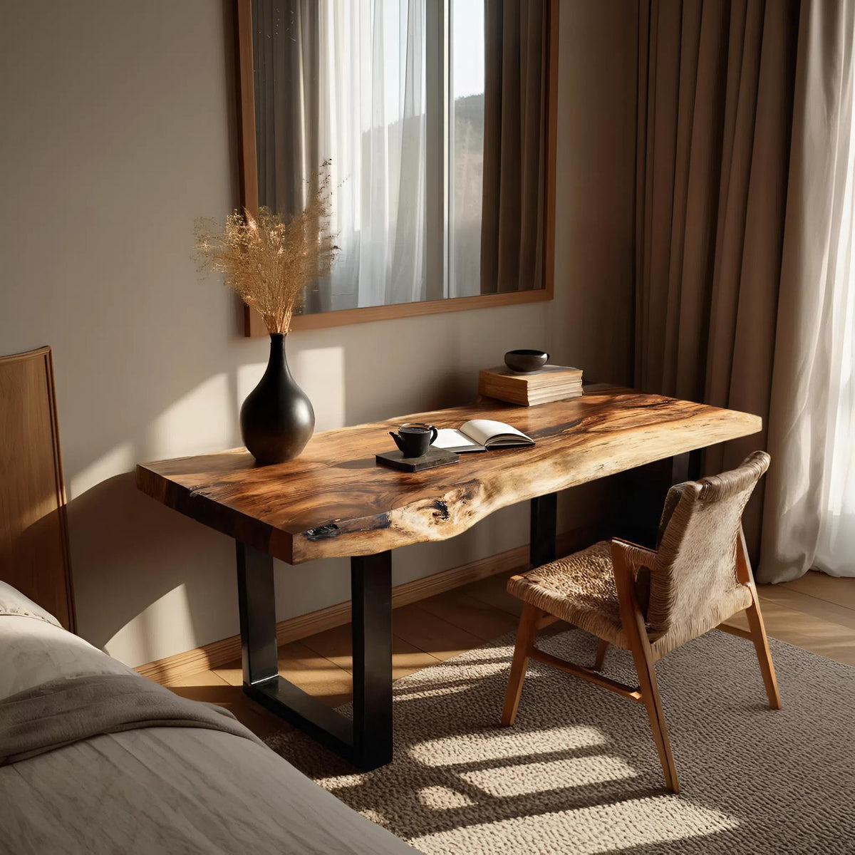 Handcrafted Wooden Tabletop, Solid Wood Custom Replacement Slab for DIY Desks, Coffee Tables & Bedroom Furniture