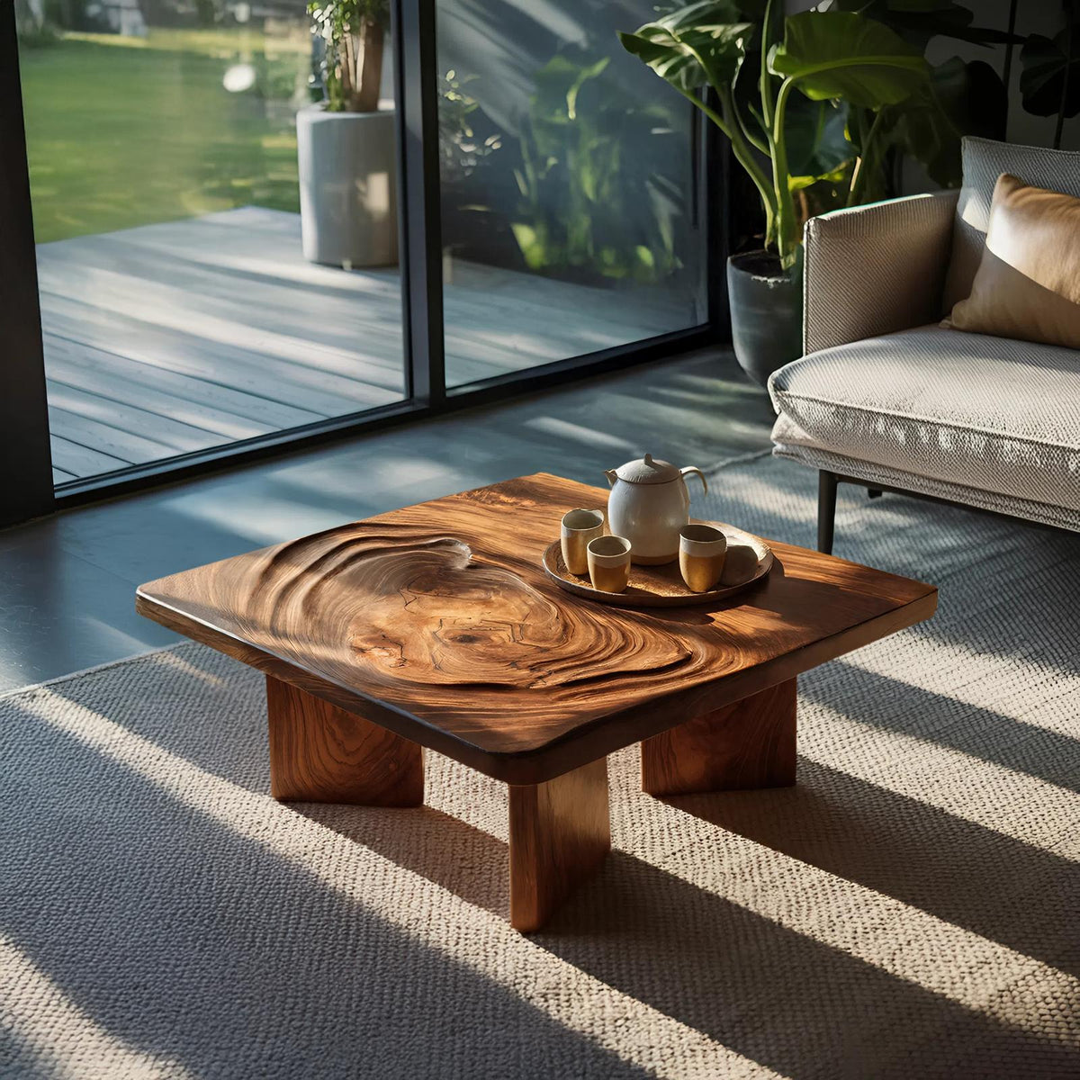 Mid Century Irregular Wooden Table For Furniture Decor SILDTTRCF089