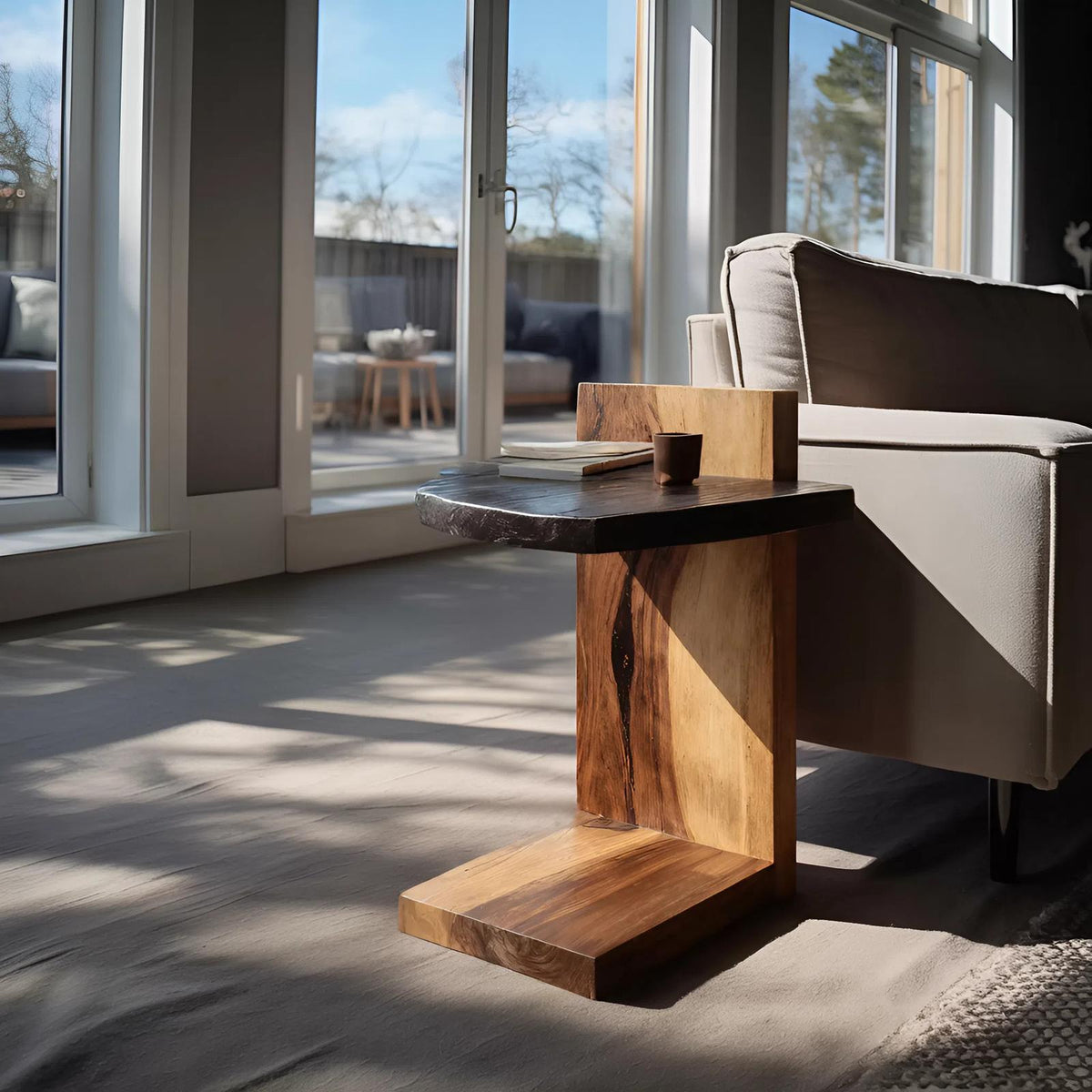 Handcrafted Wooden Side Table, Premium Solid Wood Accent End Table and Nightstand for Luxury Living Room