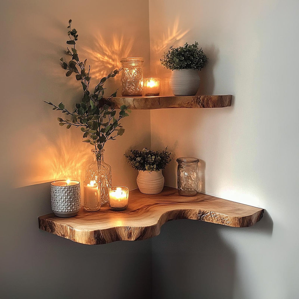 Wooden Floating Shelf Wall Christmas Decor