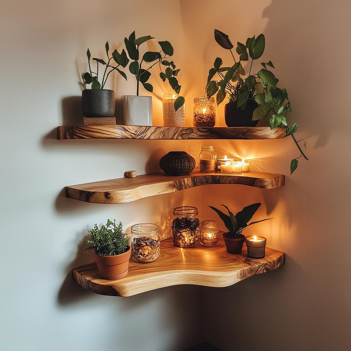 Live Edge Walnut Floating Shelves