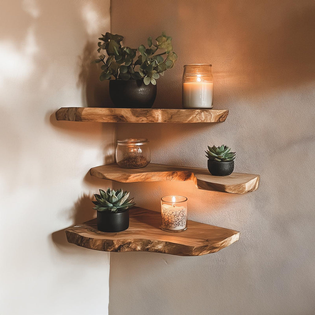 Live Edge Corner Bookshelf Decorations Wall