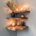 Walnut Wood Shelving Unit Corner Floating Shelf