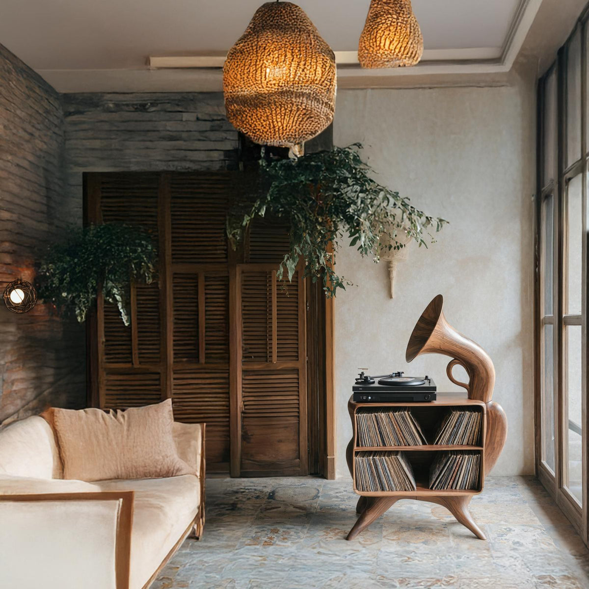 Rustic Vinyl Record Storage For Bedroom Furniture