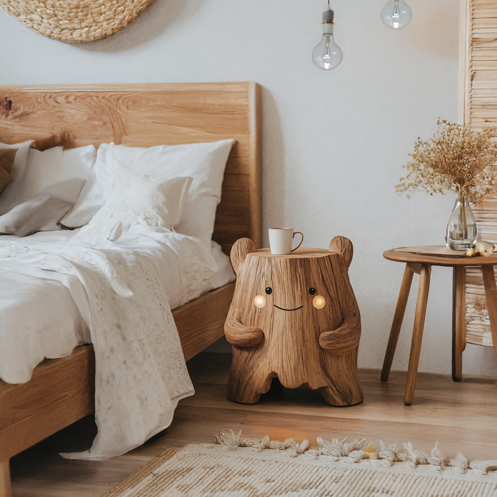 Mid-Century Wood Side Table, Solid Wood Nightstand & Bedside End Table for Small Bedroom, Living Room Spaces