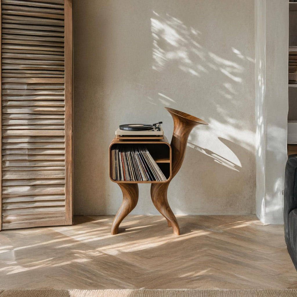 Rustic Wood Record Stand For Bedroom Organization