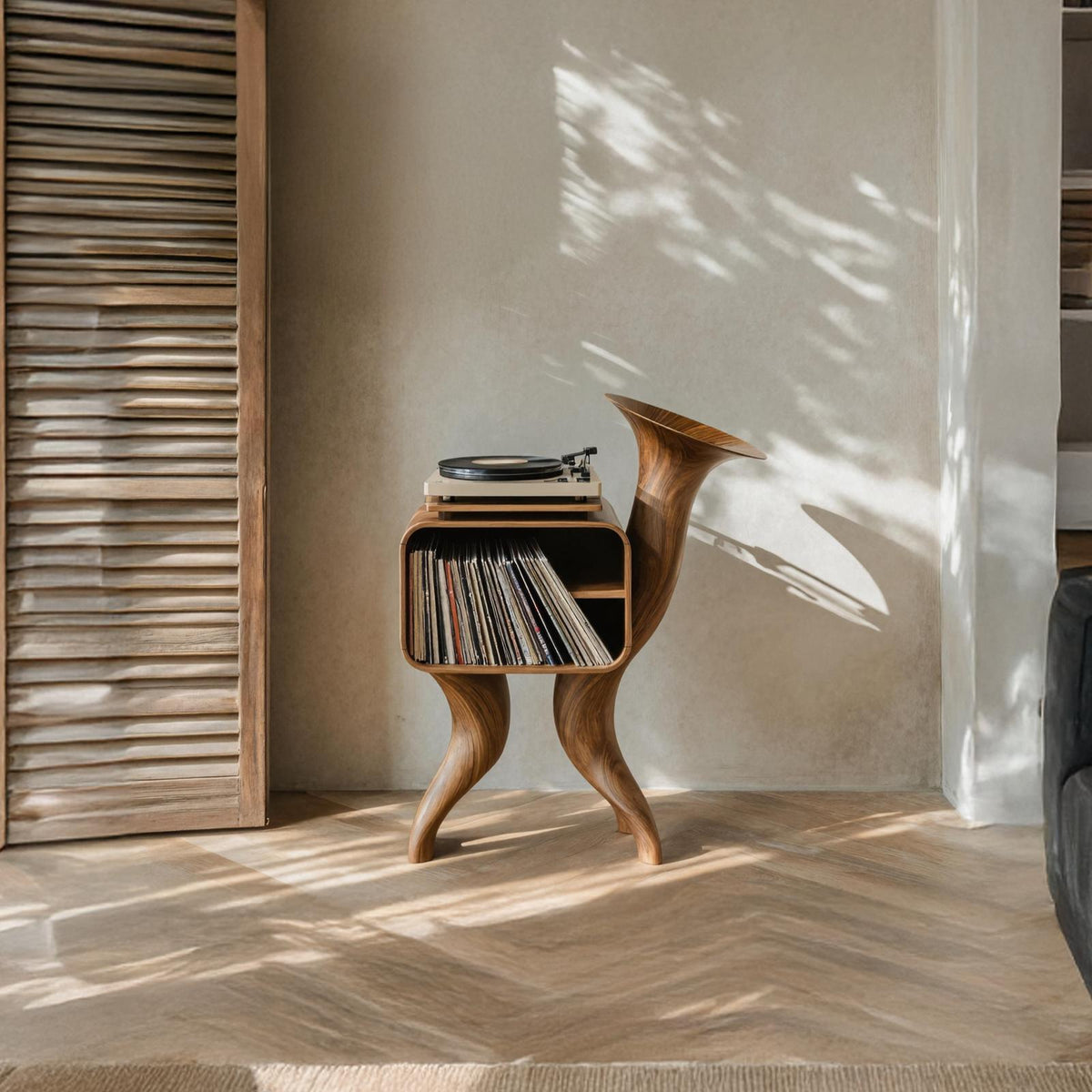 Rustic Wood Record Stand For Bedroom Organization