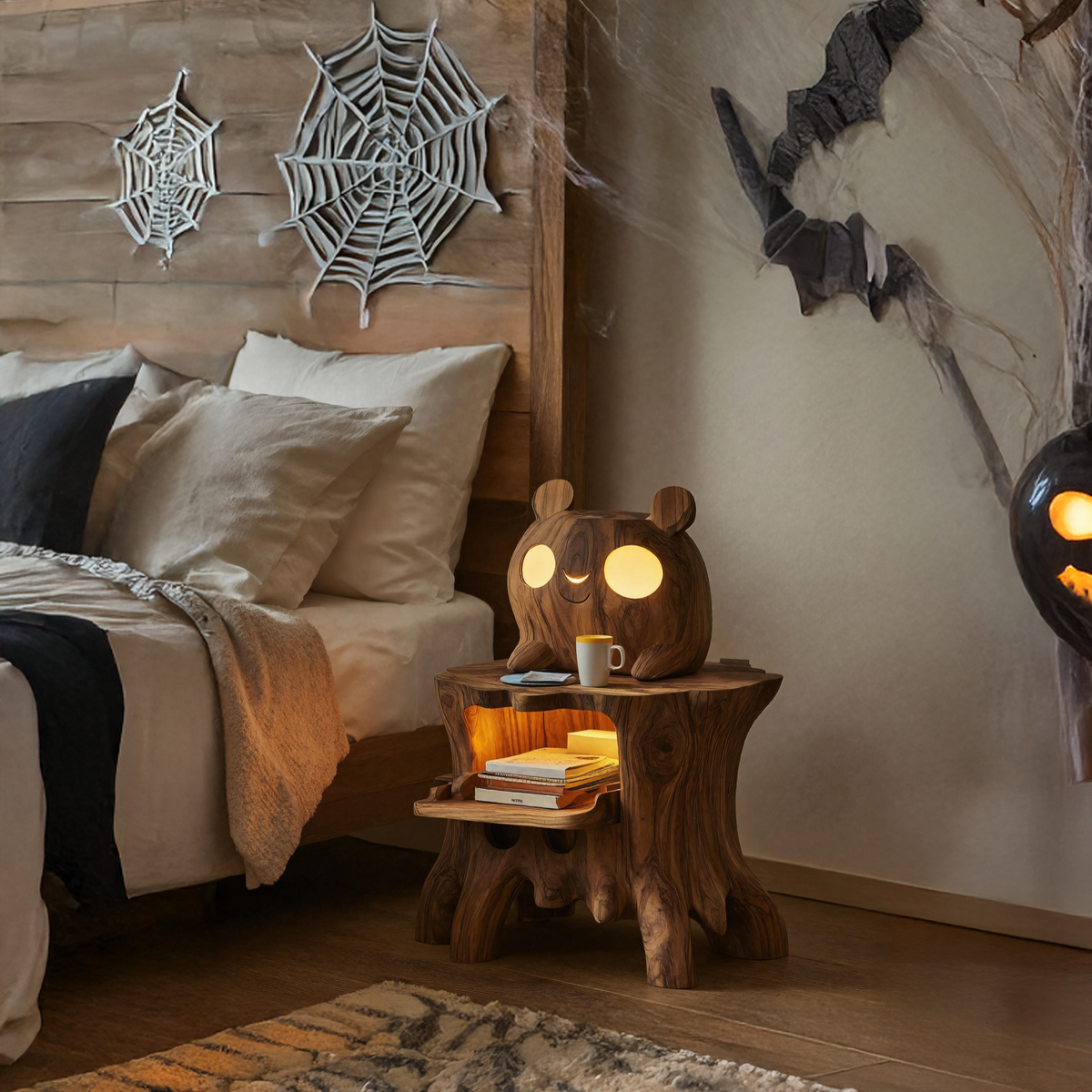Spry Interior Rustic Wooden Side Table, Solid Wood End Table & Bedside Nightstand for Modern Bedroom, Living Room Decor SILDTTRNS015