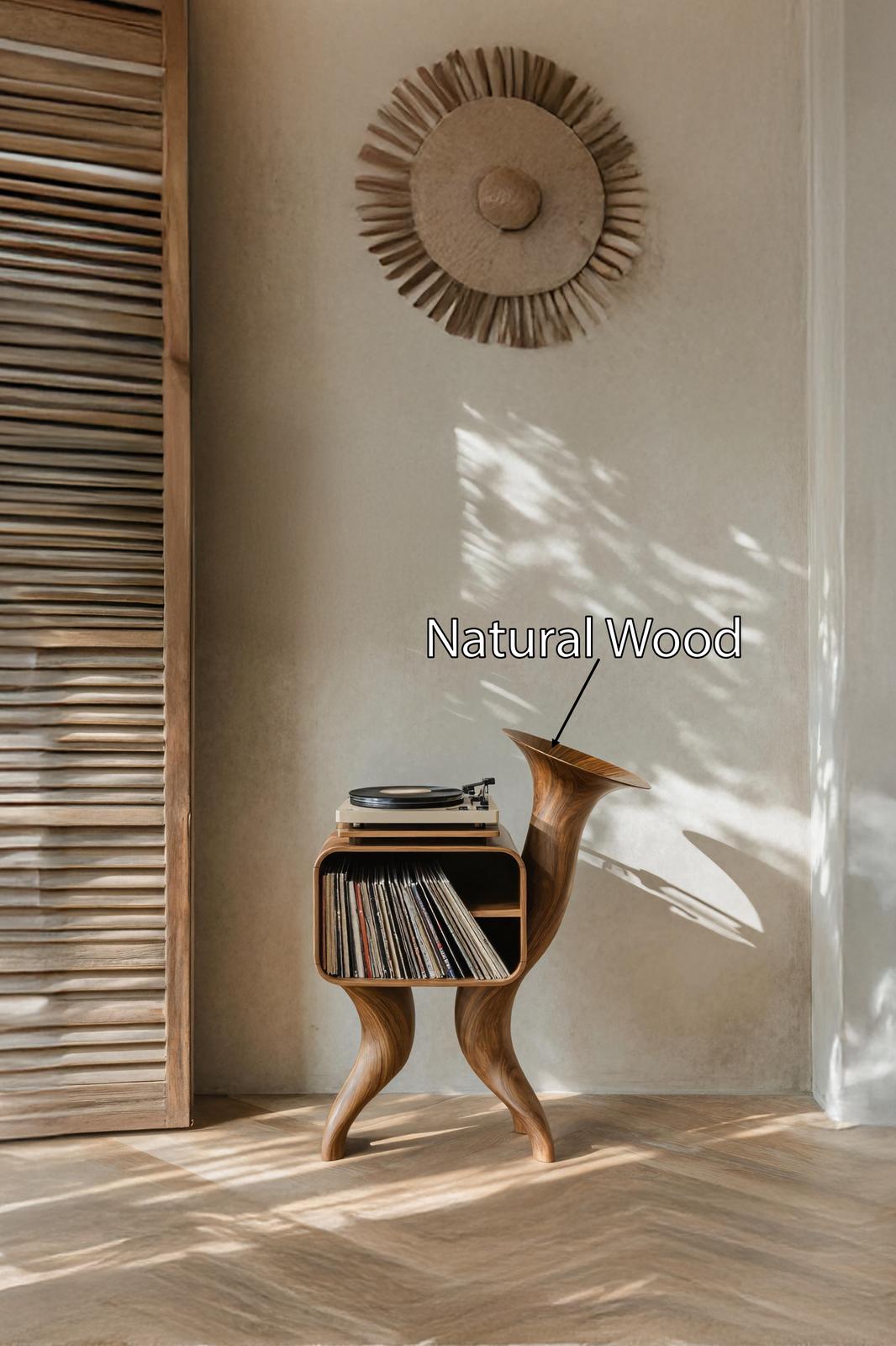 Rustic Wood Record Stand For Bedroom Organization