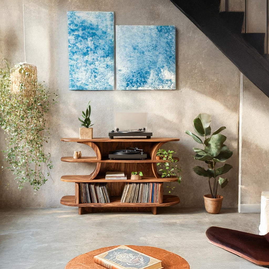 Handcrafted Solid Wood Media Cabinet, Rustic Entryway Storage Console & Credenza Buffet Sideboard Decor