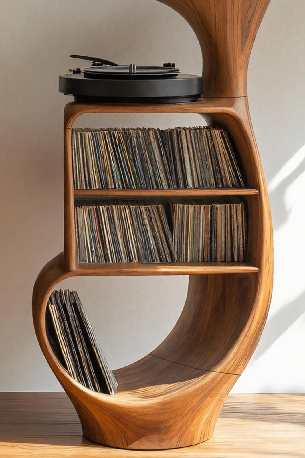 Rustic Vinyl Record Cabinet For Furniture Decor