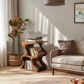 Handcrafted Solid Wood Vinyl Record Storage Console, Retro Media Cabinet & Sideboard for Living Room or Bedroom