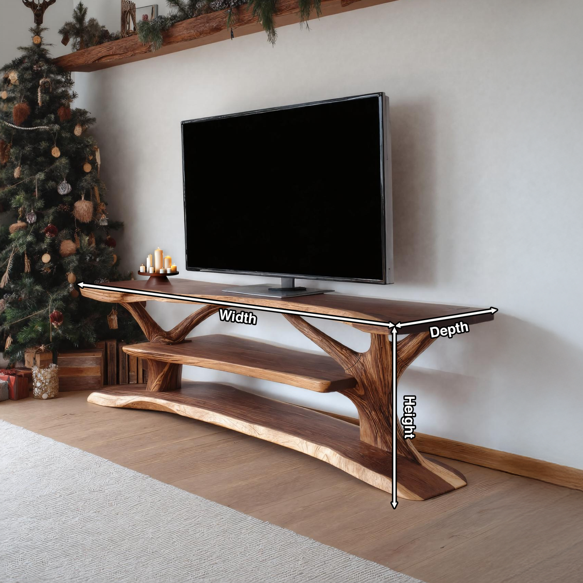 Modern Solid Wood TV Console, Contemporary Media Center & Entertainment Stand for Living Room Furniture