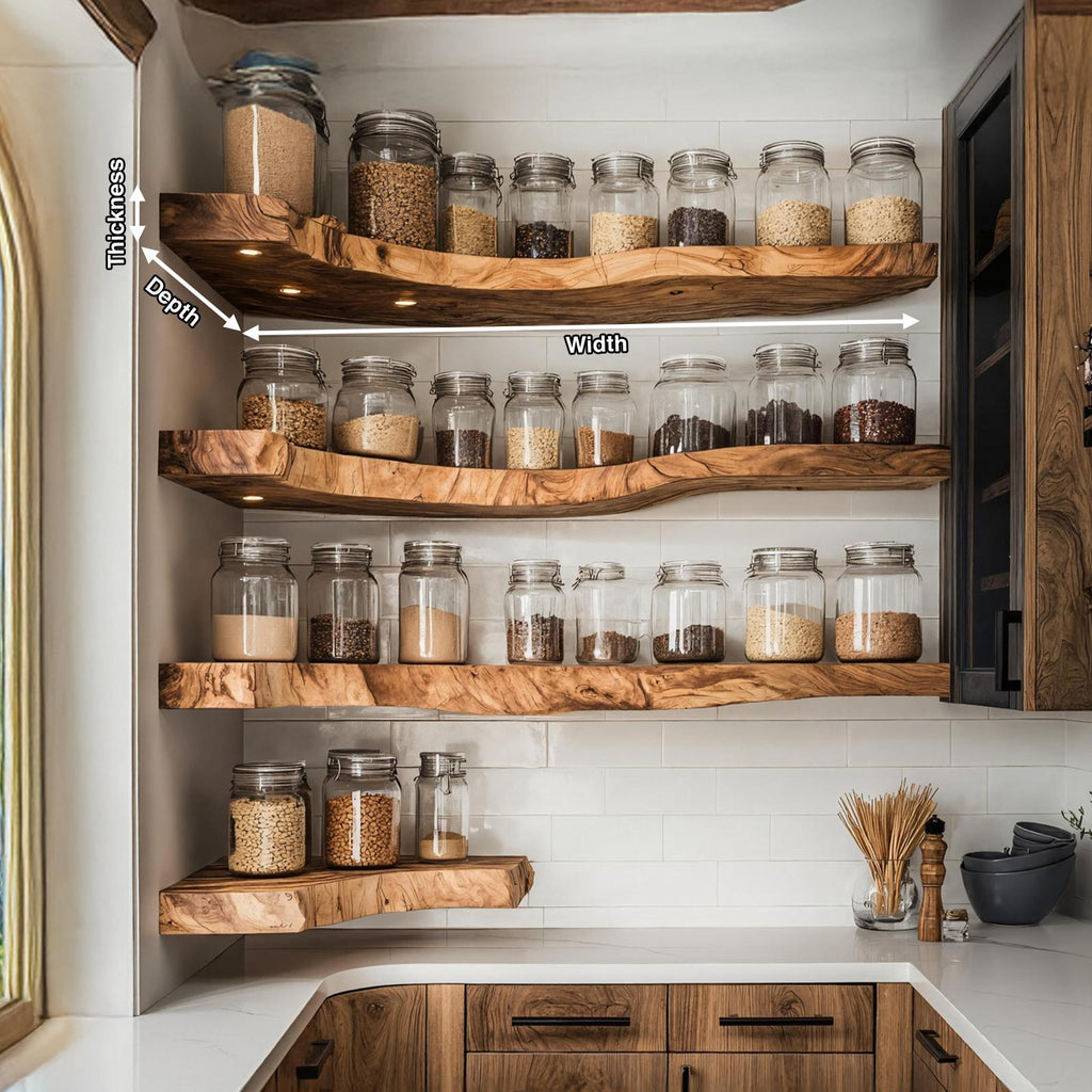 Rustic Handmade Wooden Spice Rack, Wall Mounted Kitchen Storage Cabinet & Organizer Shelf for Pantries & Jars