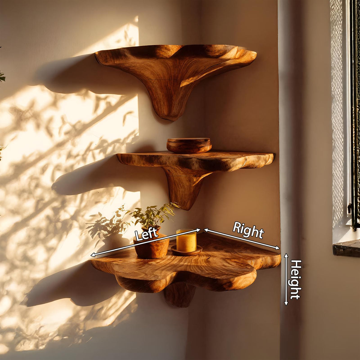 Farmhouse Wooden Live Edge Mushroom Shelf For Bedroom Furniture Decor