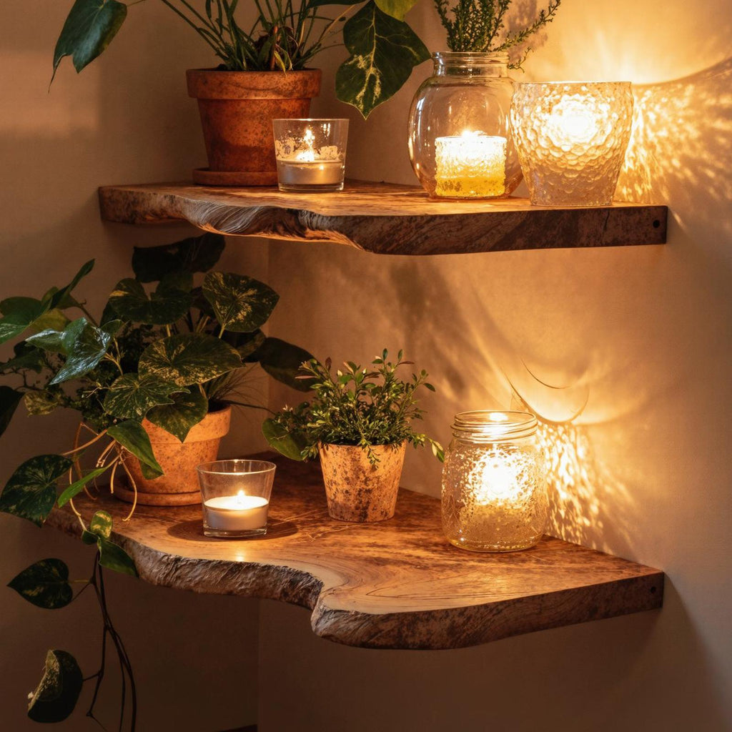 Handmade Rustic Wooden Floating Shelf