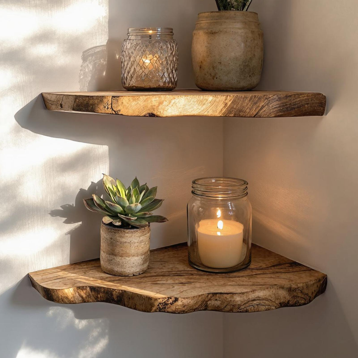 Wood Corner Floating Shelf Home Decor