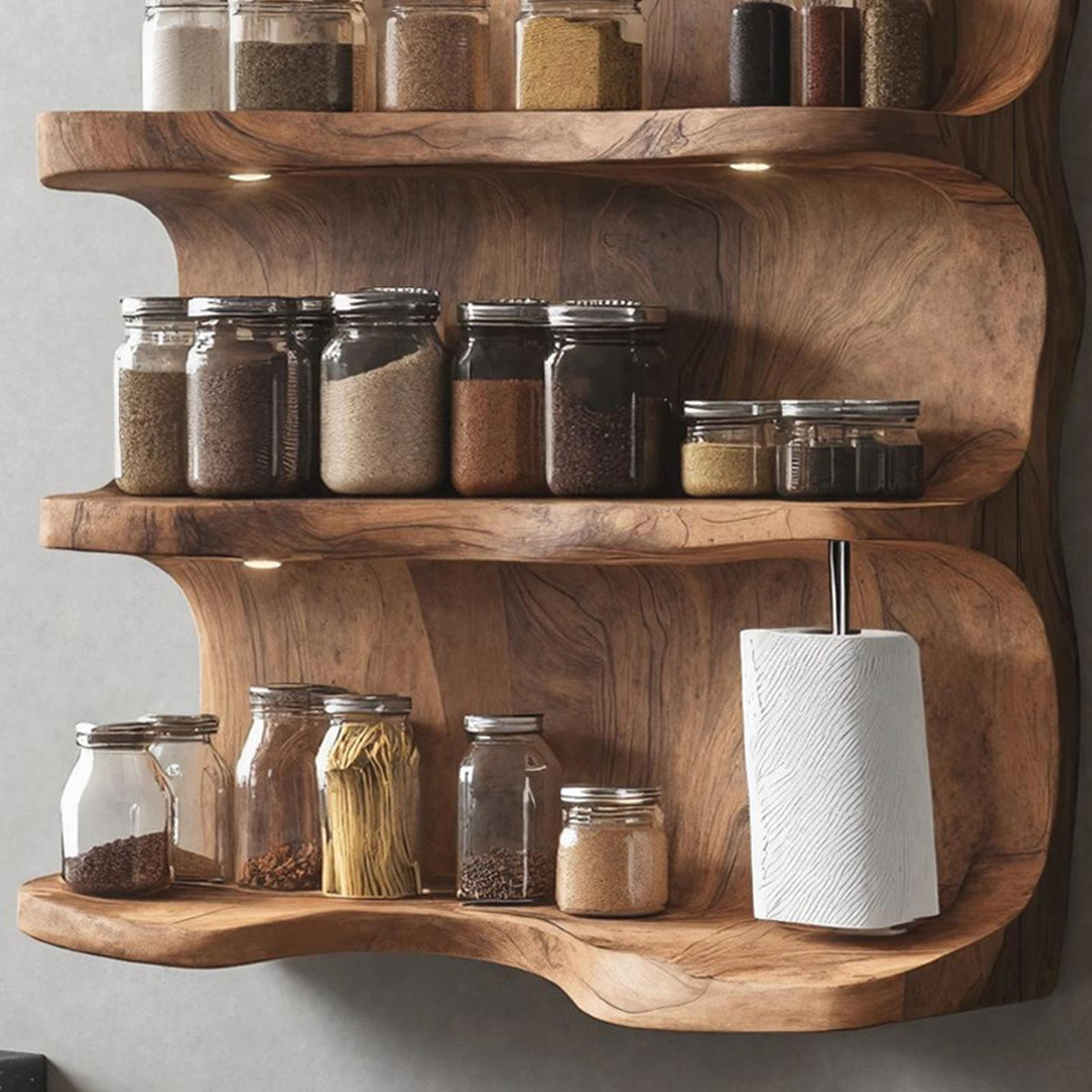 Rustic Wooden Spice Rack For Kitchen Countertop Decor