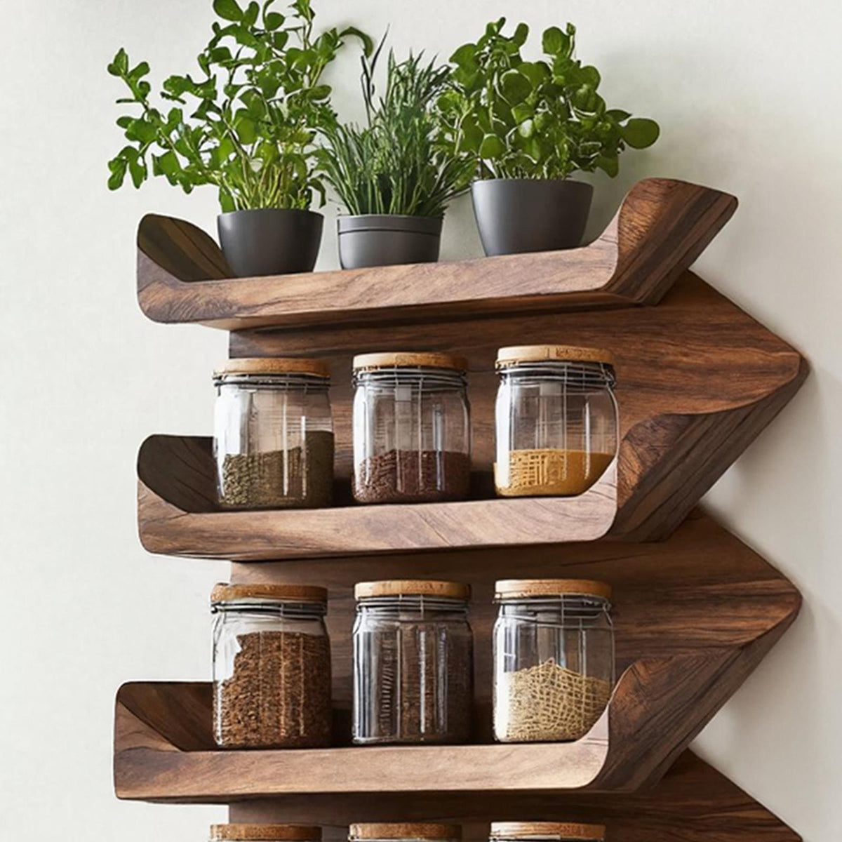 Wooden Spice Rack Mid Century Style For Entryway Design