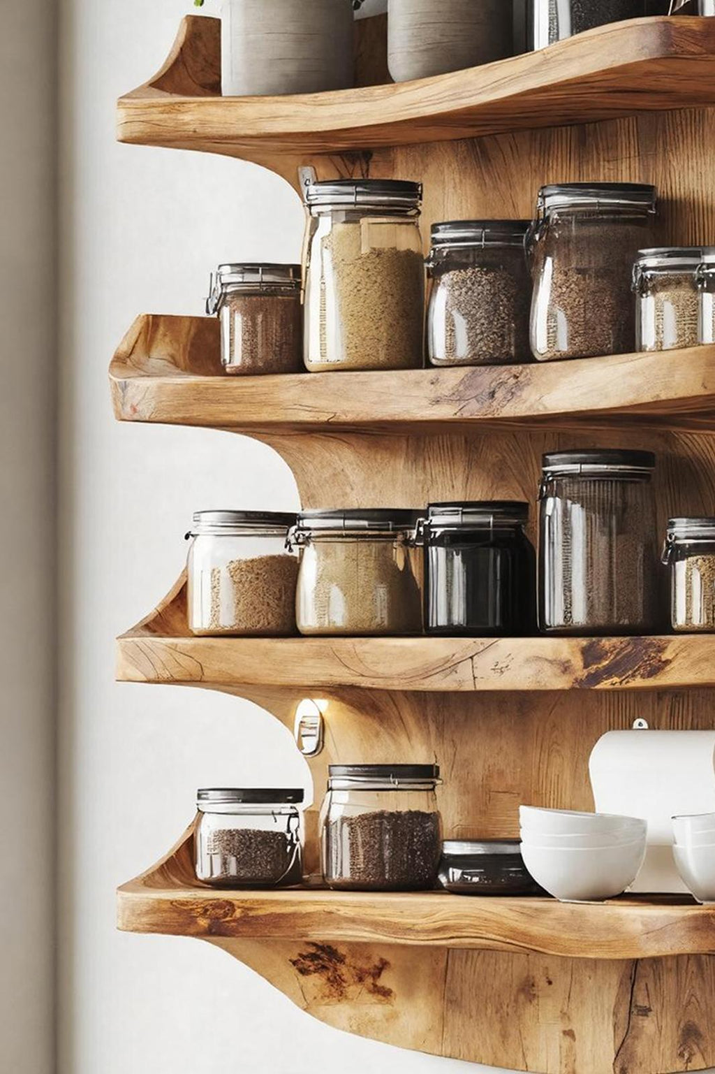 Farmhouse Wooden Spice Storage Shelf For Kitchen Design