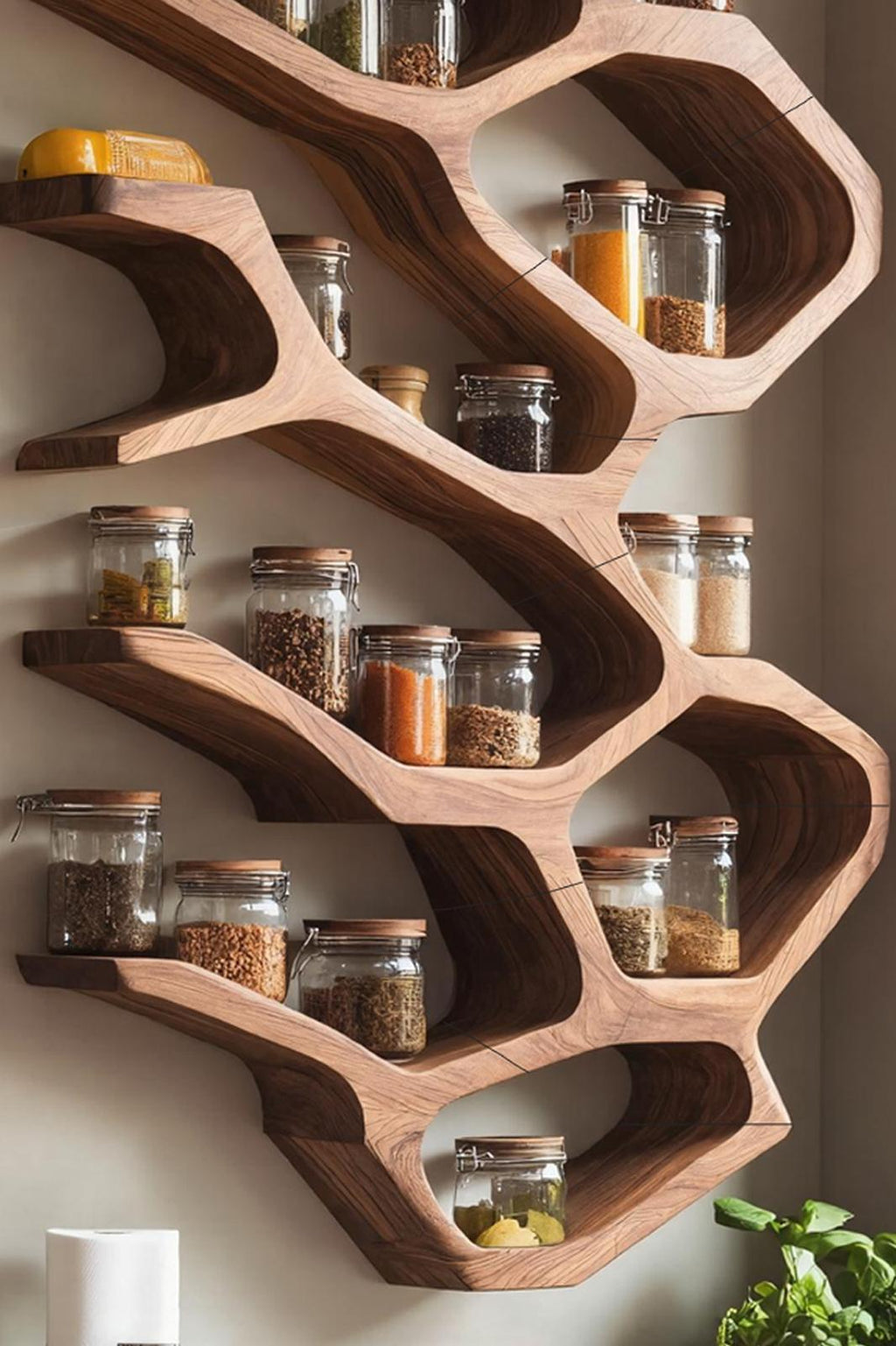 Farmhouse Kitchen Furniture With Wooden Spice Organizer