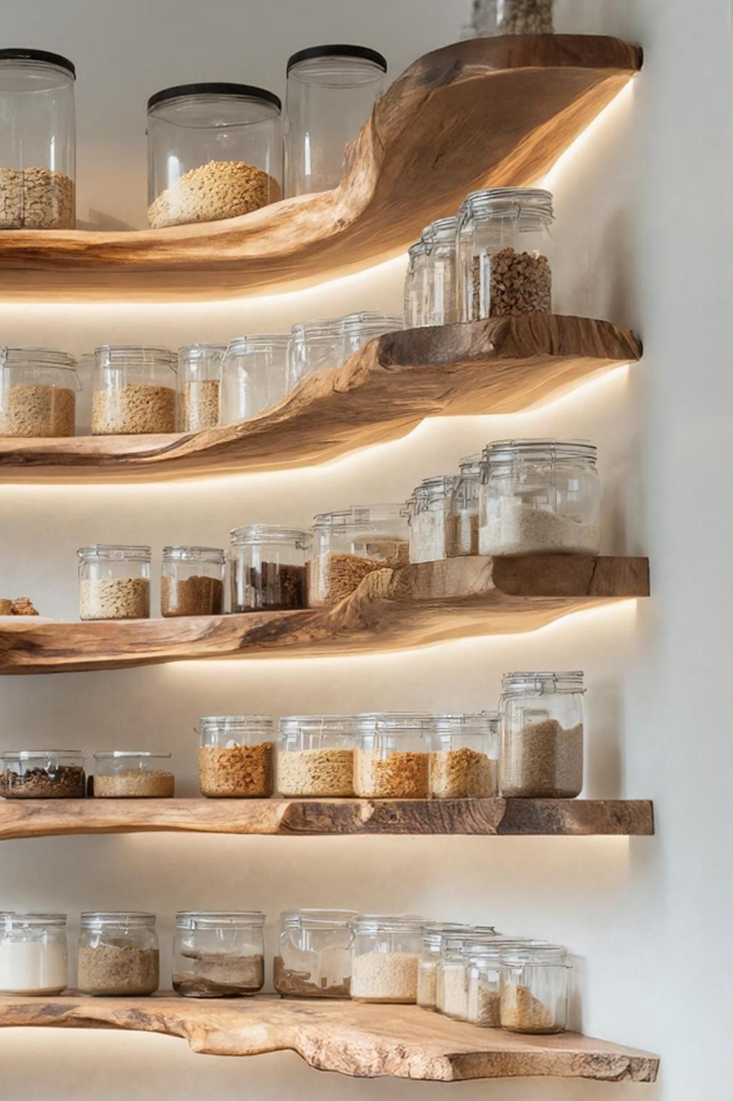 Rustic Handmade Wooden Spice Rack For Kitchen Wall