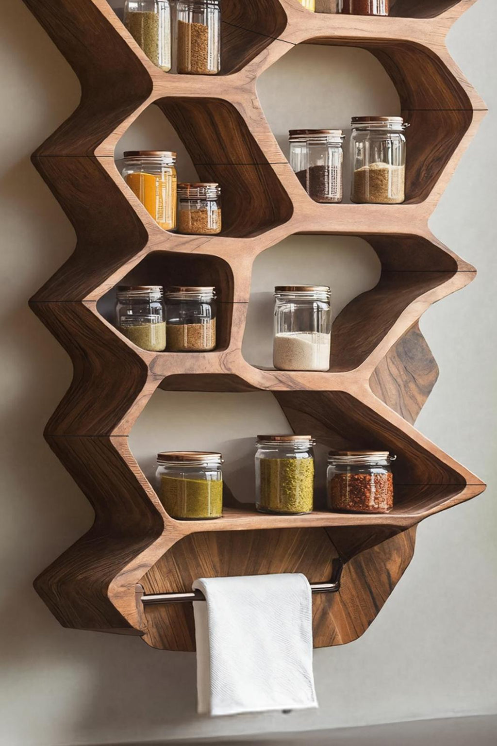 Rustic Wooden Spice Rack Shelf For Entryway Or Kitchen