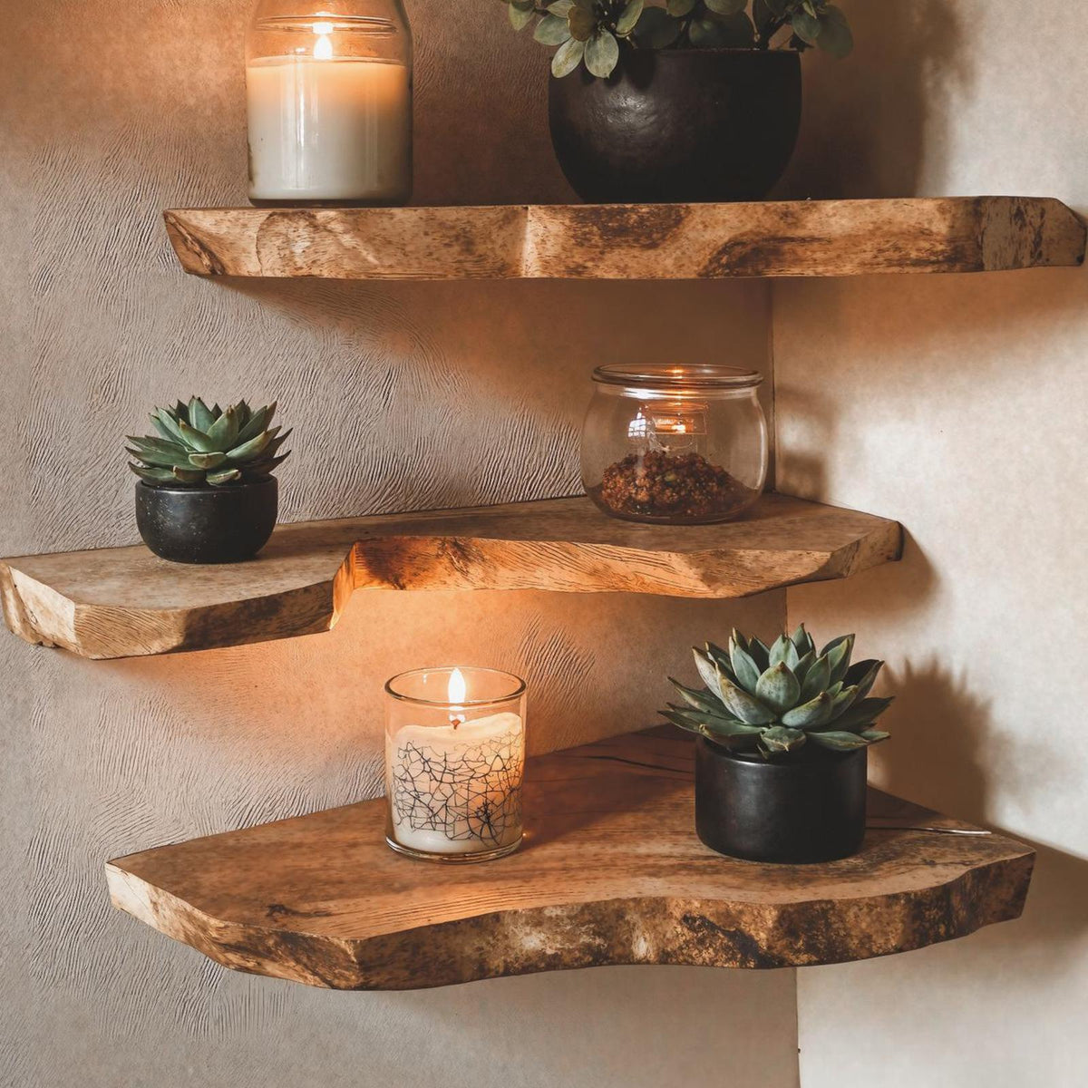 Live Edge Corner Bookshelf Decorations Wall
