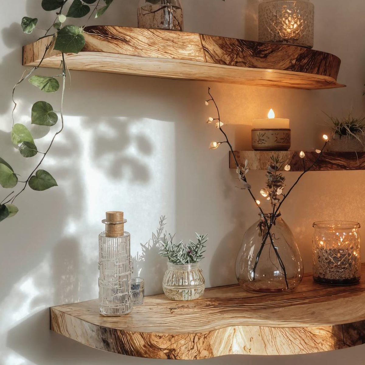 Live Edge Walnut Floating Shelves