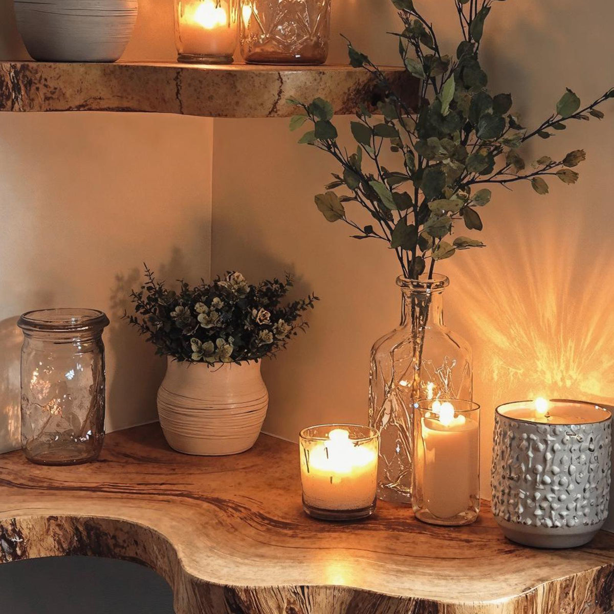 Wooden Floating Shelf Wall Christmas Decor