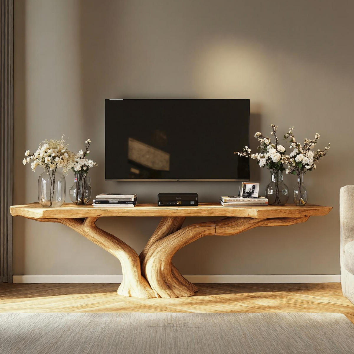 Farmhouse Reclaimed Wood Floating TV Stand, Wall-Mounted Media Console Cabinet for Living Room