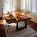Spry Interior Farmhouse Live Edge Dining Table, Rustic Solid Wood Kitchen Table with Natural Edge Design, SILDTTRDN024