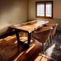 Spry Interior Handcrafted Live Edge Dining Table, Rustic Organic Solid Wood Kitchen & Dining Room Table, SILDTTRDN025